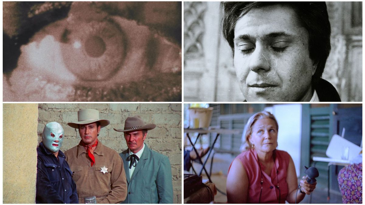Met de klok mee, stills uit: Eyes, Kavur, Monica in the South Seas, Santo contra los jinetes del terror.